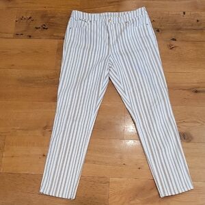 Chico's Striped White and Tan/Gold Pants Size 0.5